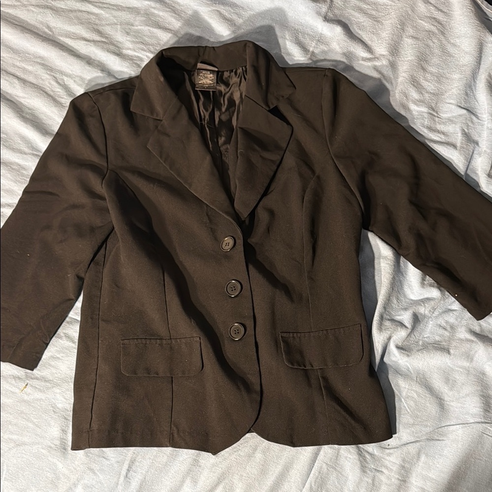 Covington Chocolate Brown Blazer with Notched Lapels and Structured Shoulders